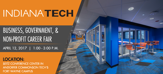 Indiana Tech Business, Government, & Non-Profit On-Campus Career Fair Banner