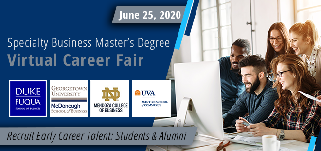 Specialty Business Master's Degree Virtual Career Fair Banner