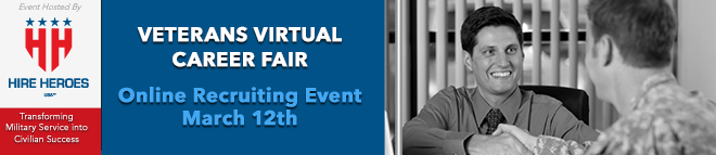 Hire Heroes USA Veterans Virtual Career Fair Banner