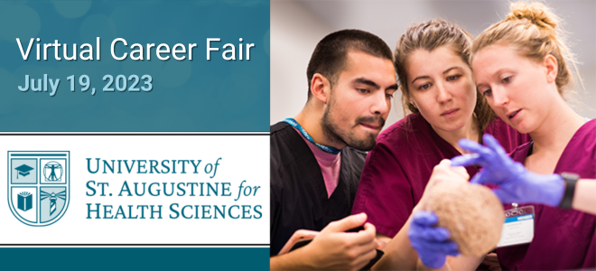 University of St. Augustine for Health Sciences Summer Virtual Career Fair  Banner