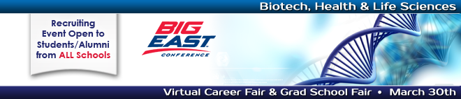 Biotech, Health & Life Sciences Virtual Career Fair & Grad School Fair Banner
