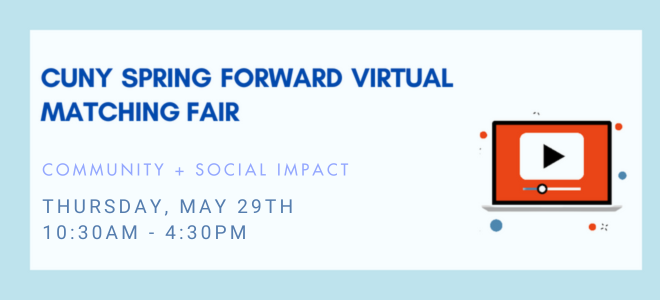 CUNY Career Launch 2025 Matching Fair Community + Social Impact Banner